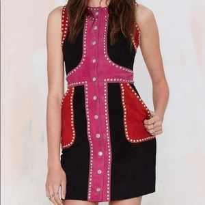Nasty gal Lady land | button up pink and red suede
